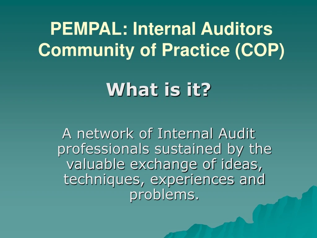 pempal internal auditors community of practice cop