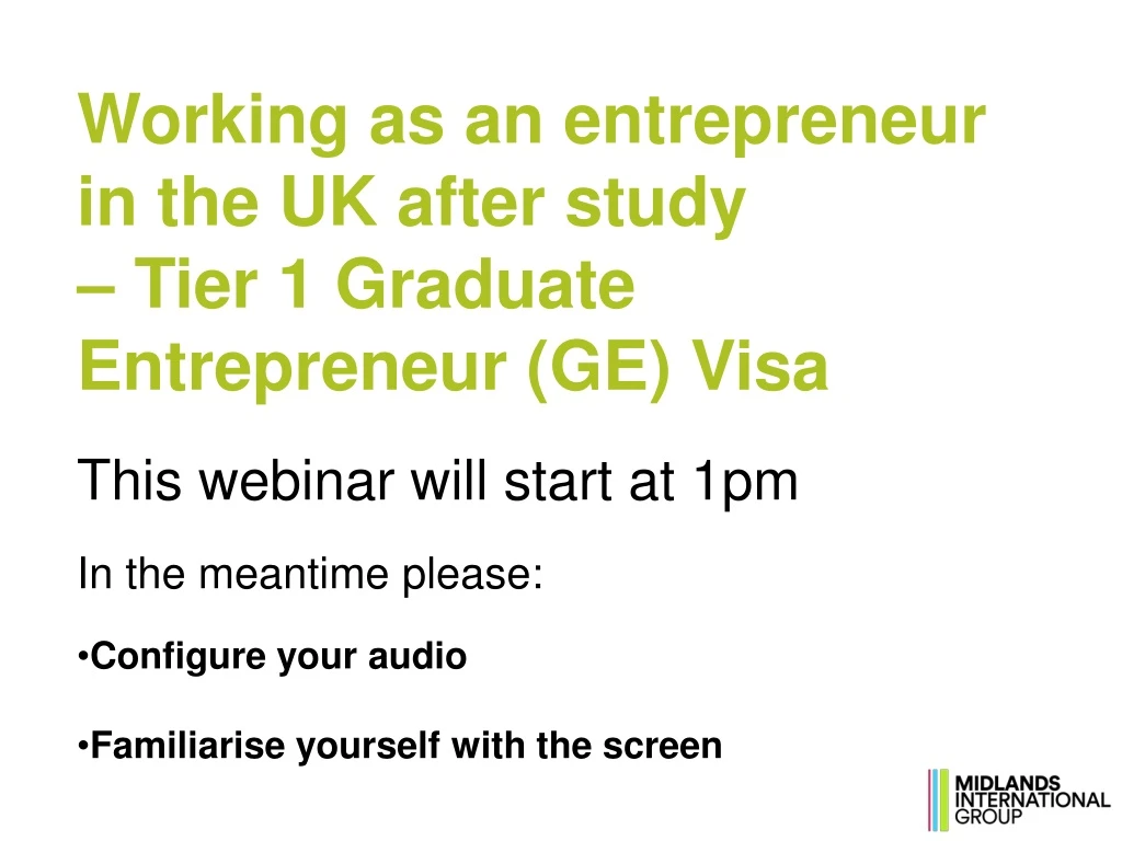 working as an entrepreneur in the uk after study
