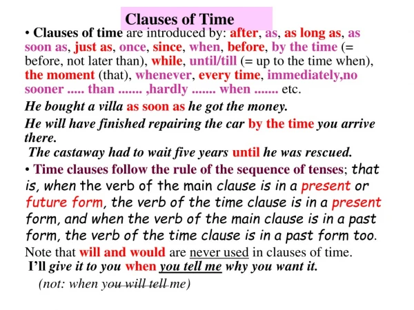 Clauses of Time