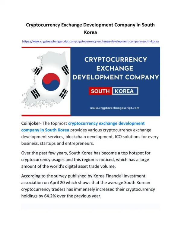 Cryptocurrency Exchange Development Company in South Korea