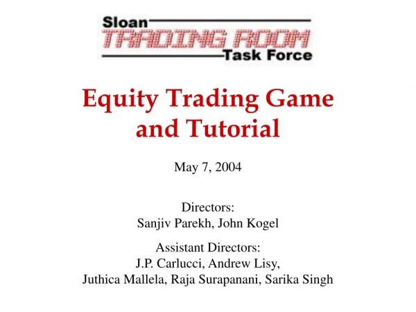 Equity Trading Game and Tutorial
