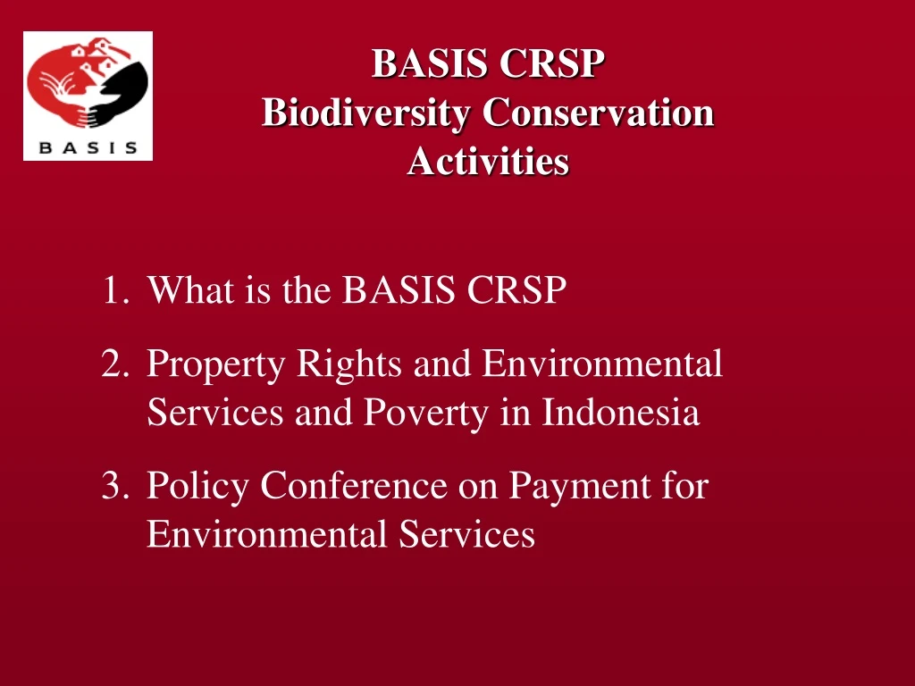 basis crsp biodiversity conservation activities