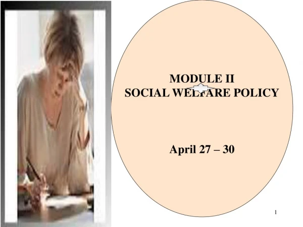 MODULE II SOCIAL WELFARE POLICY April 27 – 30