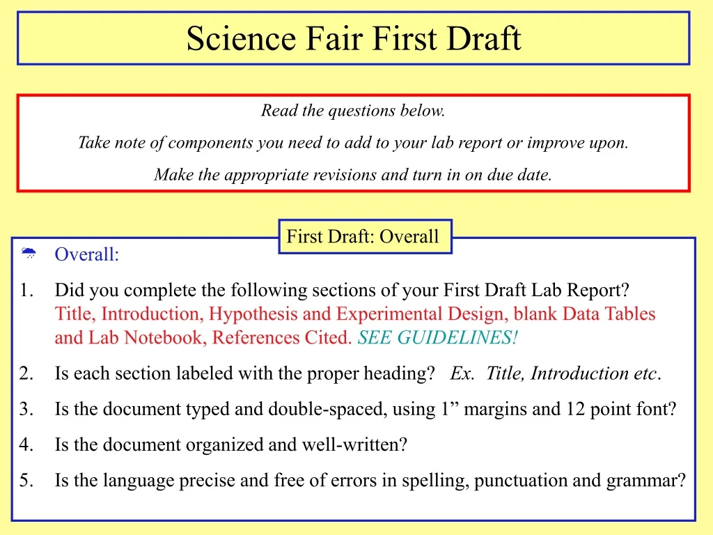 science fair first draft