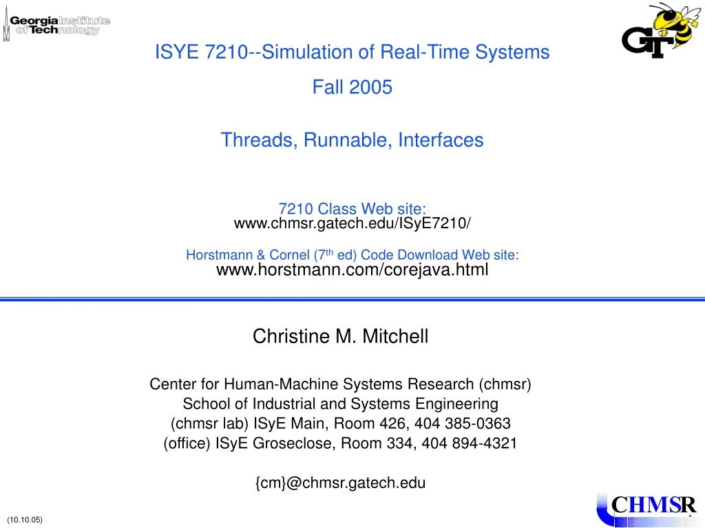 isye 7210 simulation of real time systems fall