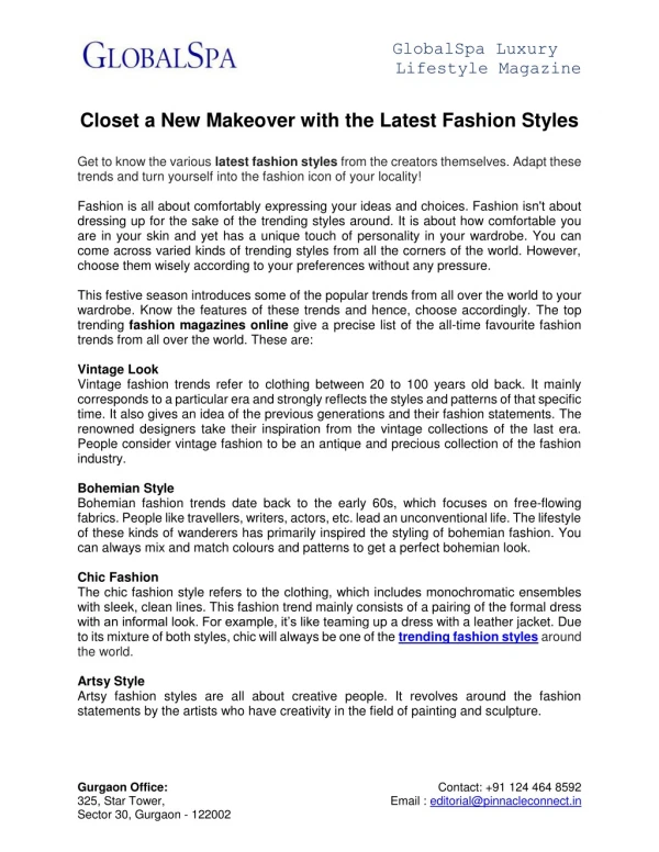 Closet a New Makeover with the Latest Fashion Styles