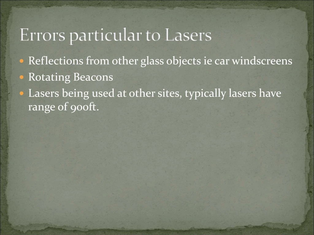 errors particular to lasers