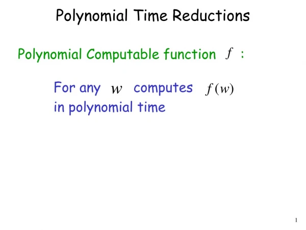 Polynomial Time Reductions