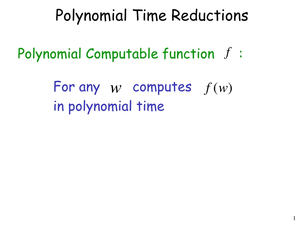 polynomial time reductions