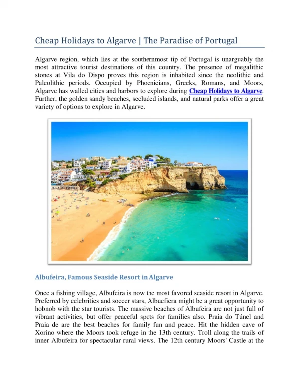 Cheap Holidays to Algarve | The Paradise of Portugal