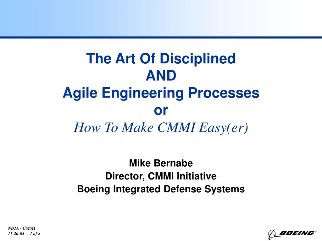 the art of disciplined and agile engineering processes or how to make cmmi easy er