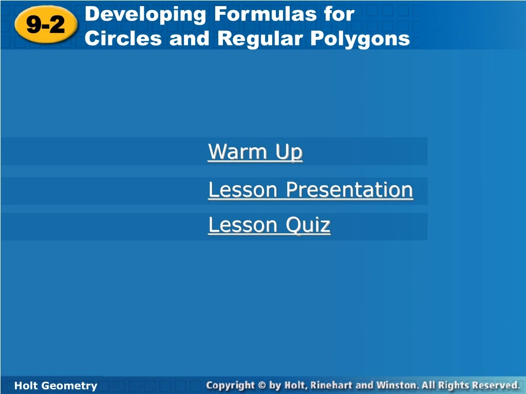 developing formulas for circles and regular