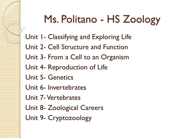 Ms. Politano - HS Zoology