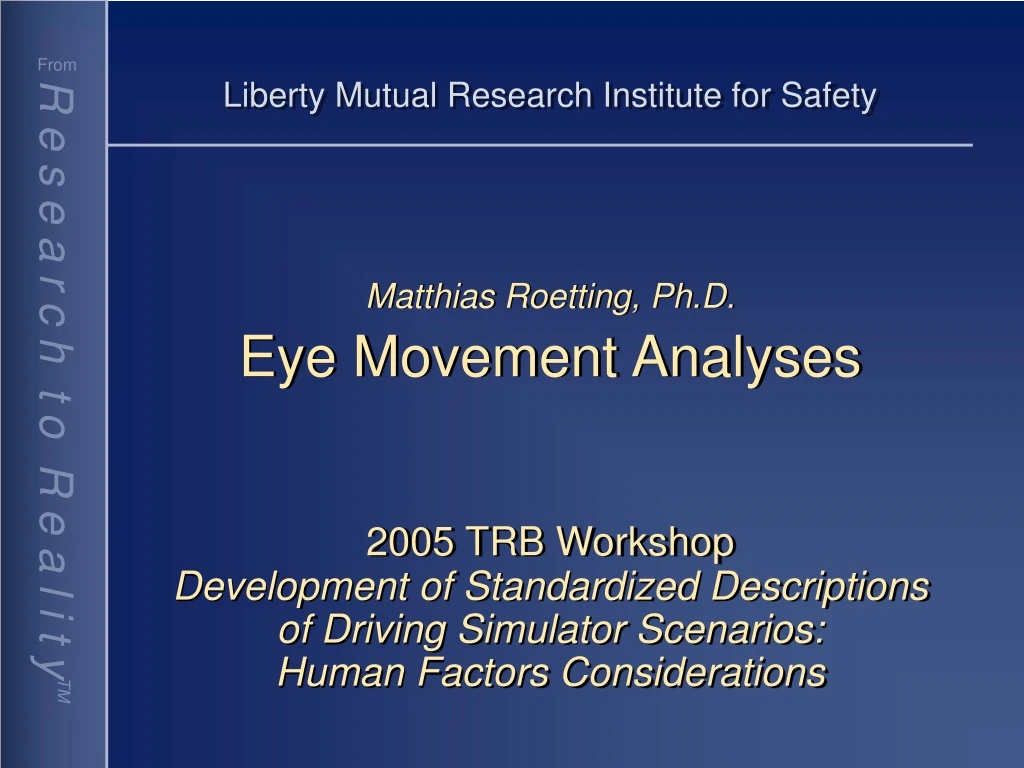 matthias roetting ph d eye movement analyses