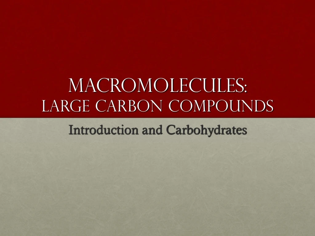 macromolecules large carbon compounds