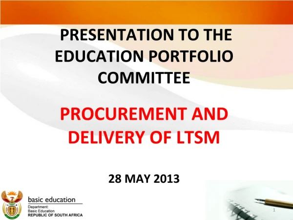 PRESENTATION TO THE EDUCATION PORTFOLIO COMMITTEE