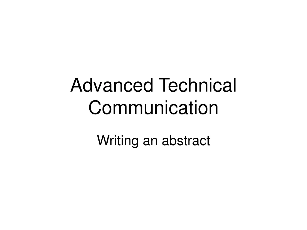 advanced technical communication