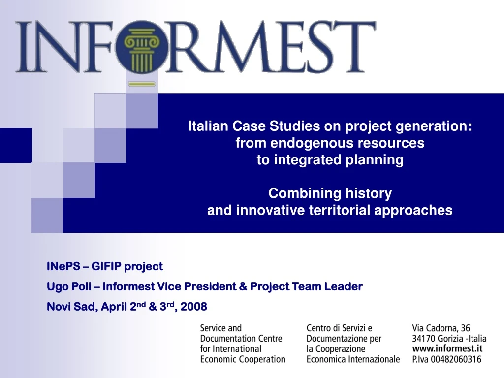 italian case studies on project generation from