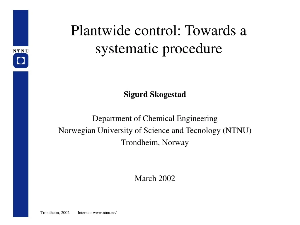 plantwide control towards a systematic procedure