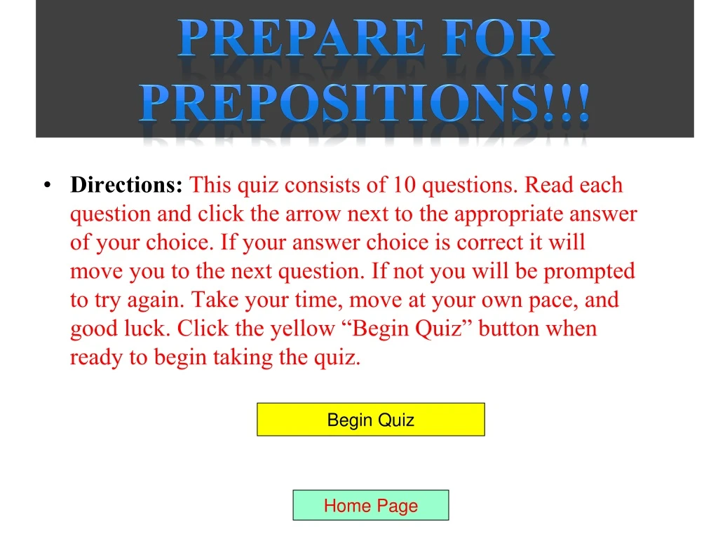 prepare for prepositions
