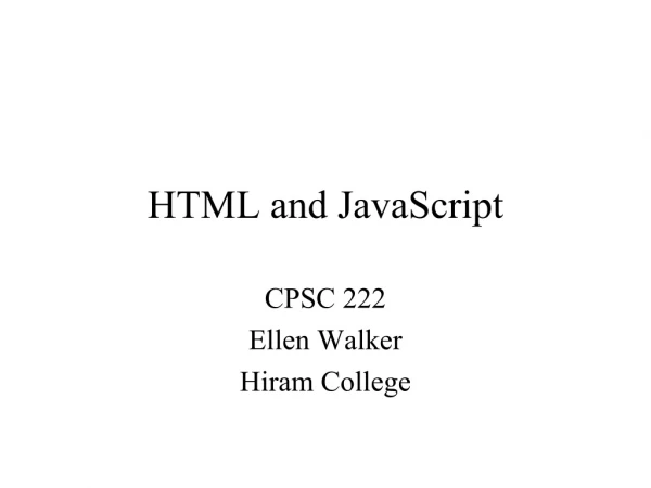 HTML and JavaScript