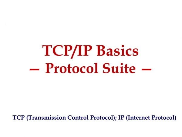 TCP/IP Basics — Protocol Suite —