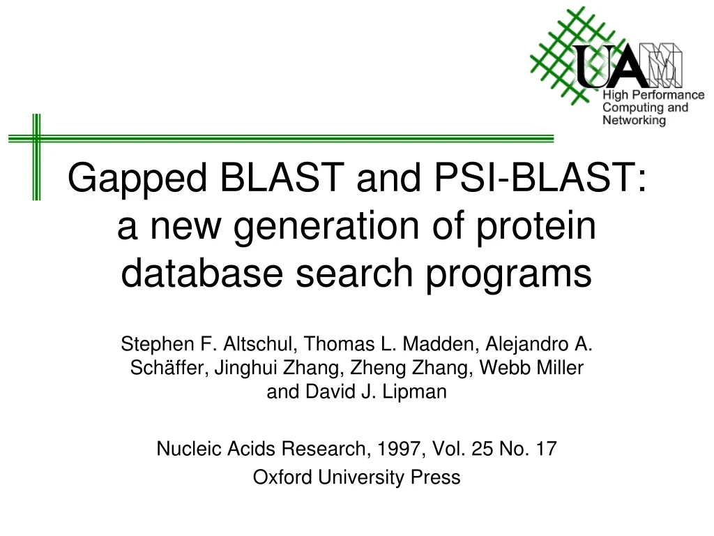 gapped blast and psi blast a new generation of protein database search programs