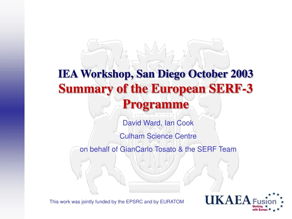 iea workshop san diego october 2003 summary of the european serf 3 programme