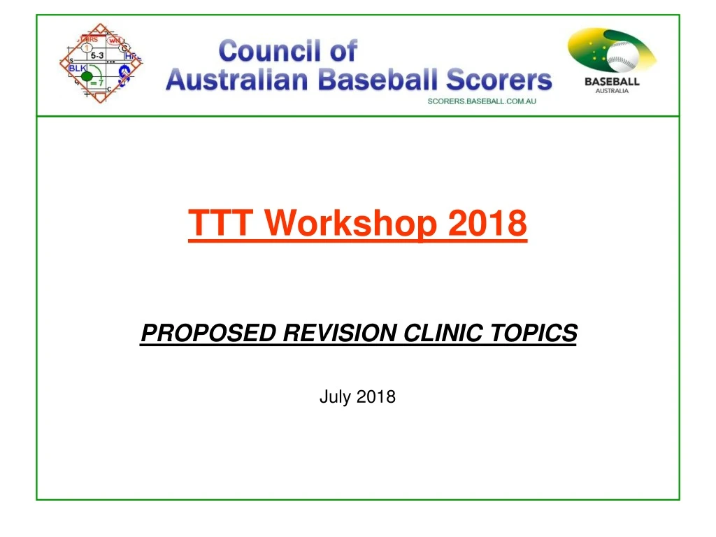 ttt workshop 2018 proposed revision clinic topics