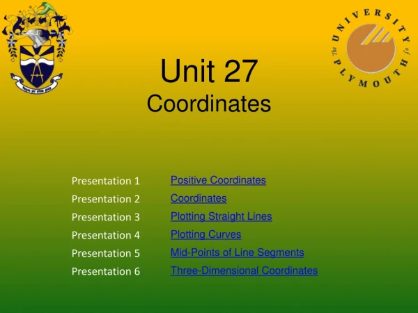 Unit 27 Coordinates