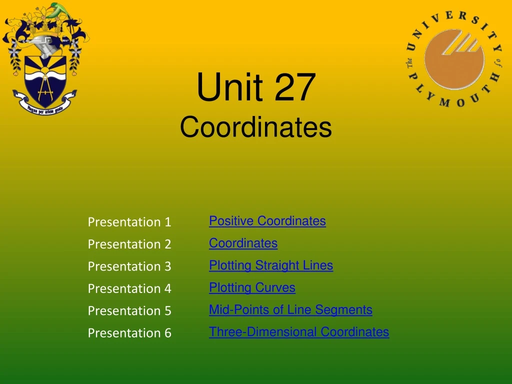 unit 27 coordinates