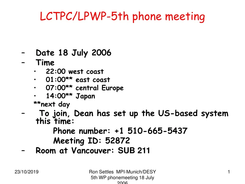lctpc lpwp 5th phone meeting