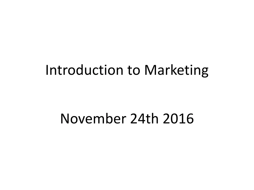 introduction to marketing