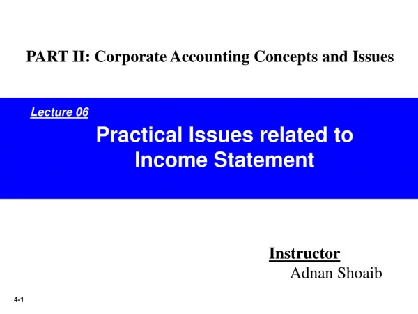 Practical Issues related to Income Statement