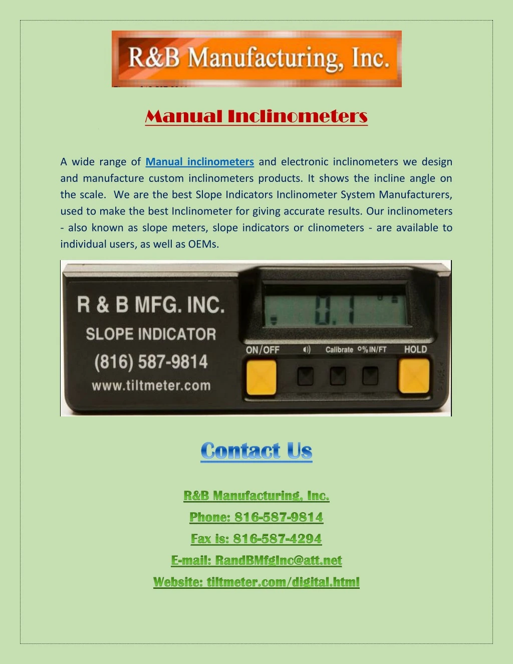 manual inclinometers