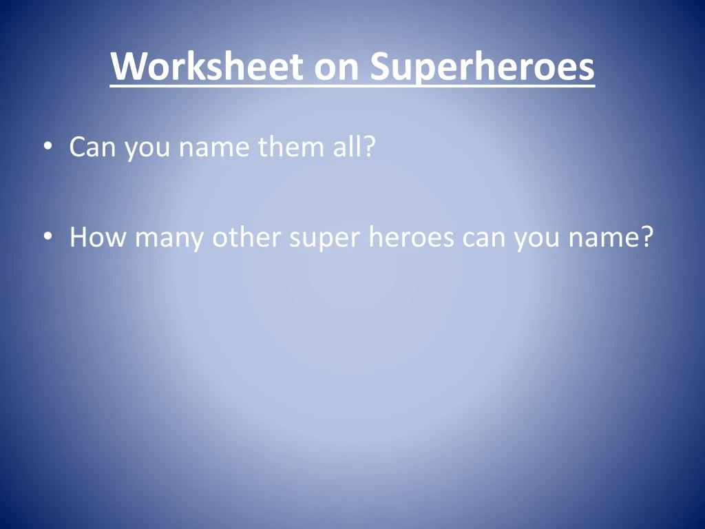 worksheet on superheroes