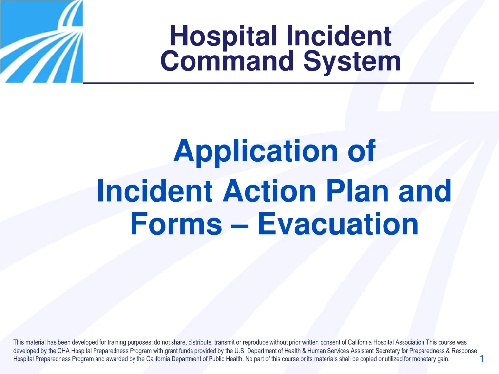 application of incident action plan and forms evacuation