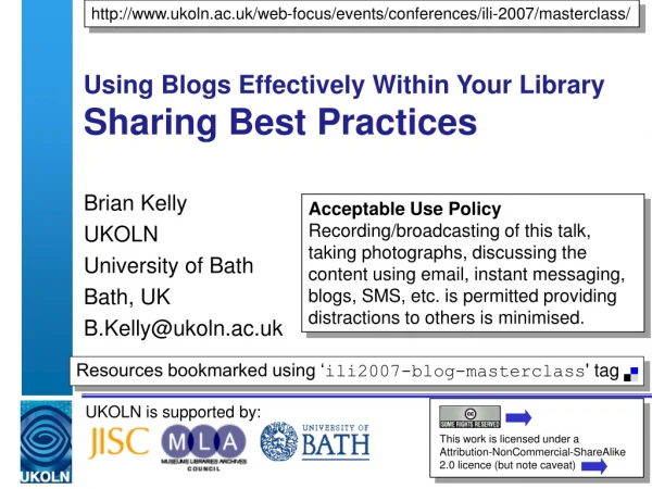 Using Blogs Effectively Within Your Library Sharing Best Practices