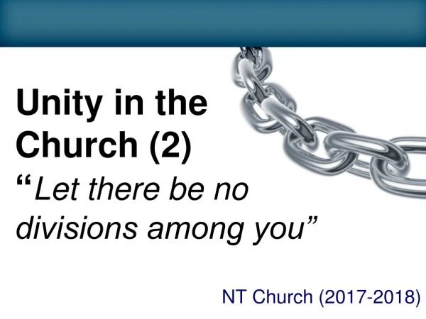 Unity in the Church (2) “ Let there be no divisions among you”