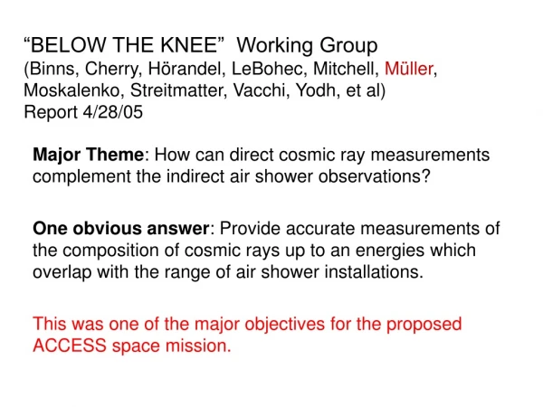 Recall ACCESS category A objectives: (From NASA ACCESS Report 2000)