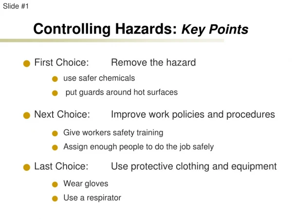 Controlling Hazards: Key Points