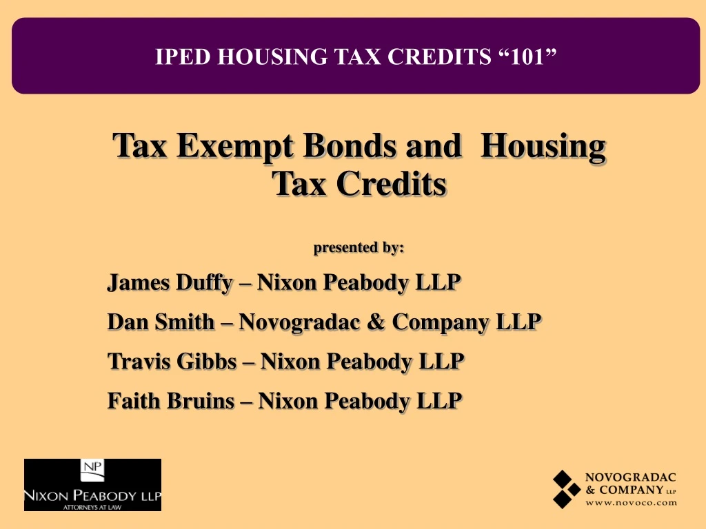 iped housing tax credits 101