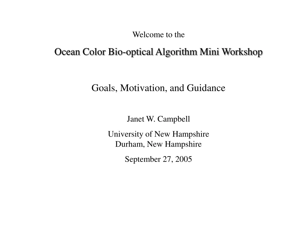 welcome to the ocean color bio optical algorithm