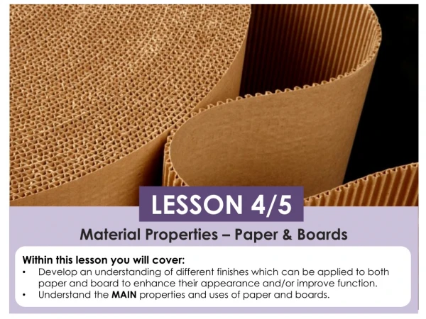 Material Properties – Paper &amp; Boards