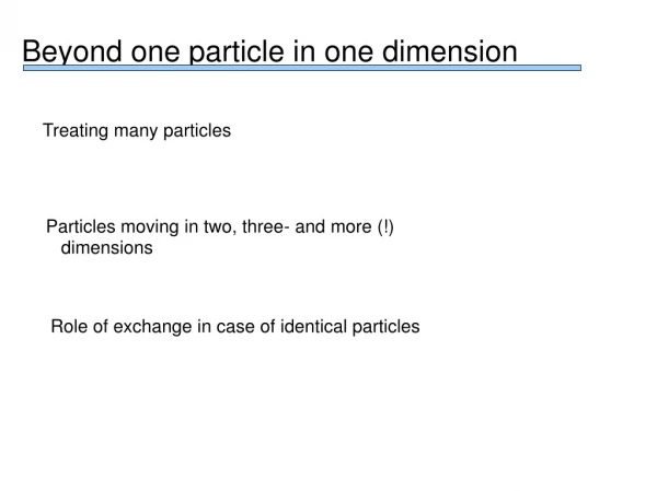 Beyond one particle in one dimension