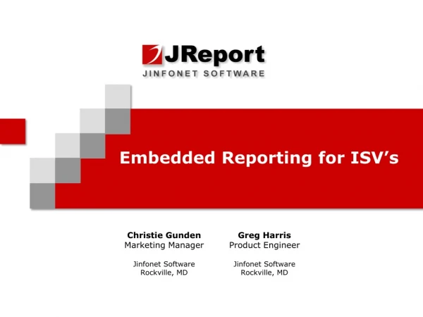 Embedded Reporting for ISV’s