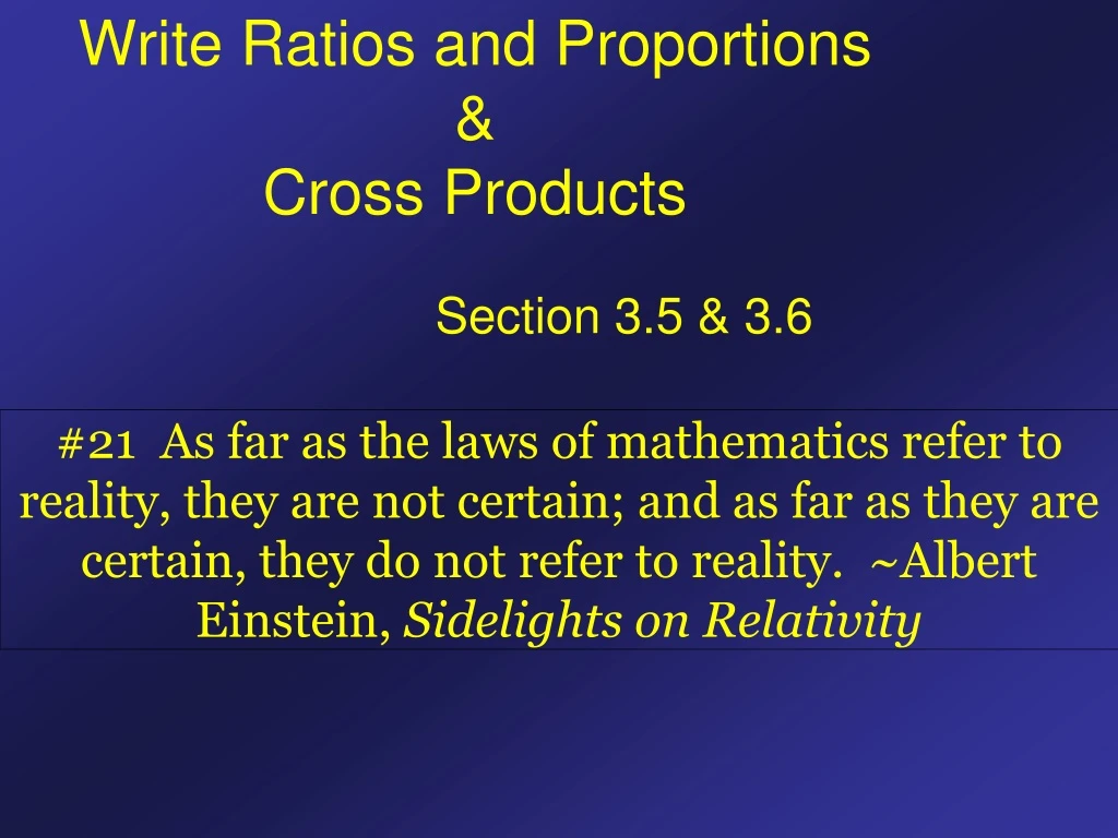 write ratios and proportions cross products