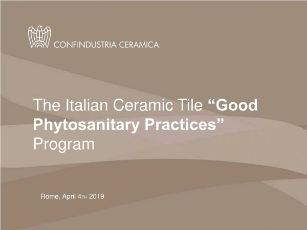 The Italian Ceramic Tile “Good Phytosanitary Practices” Program
