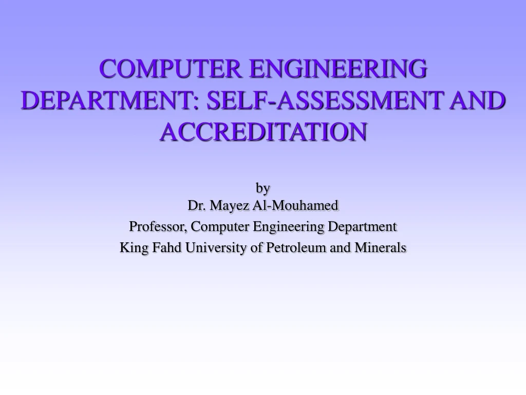 computer engineering department self assessment and accreditation