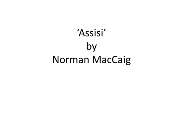 ‘Assisi’ by Norman MacCaig